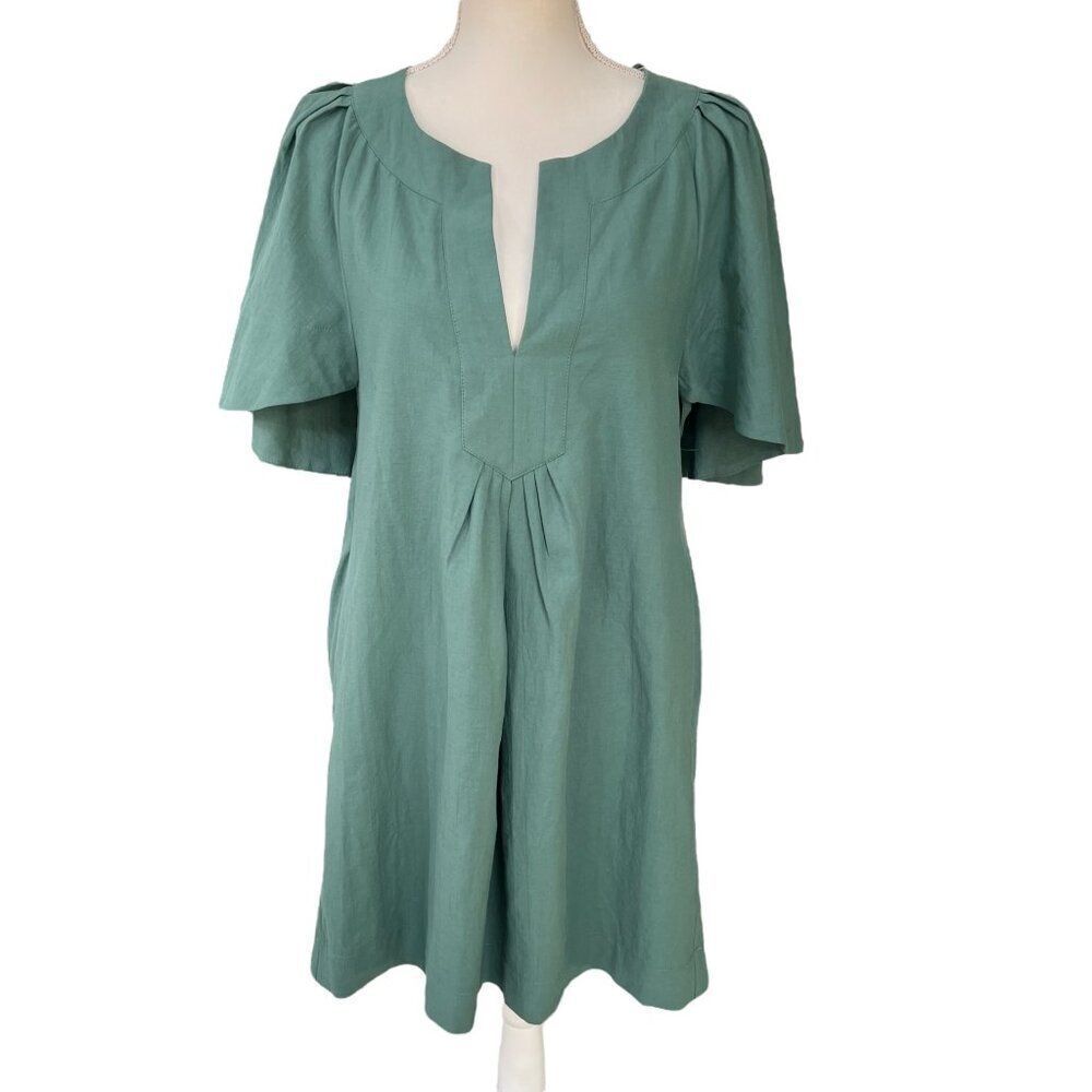 Tuckernuck Pomander Place Pleated Finley Flutter Sleeve Dress Green Size Small